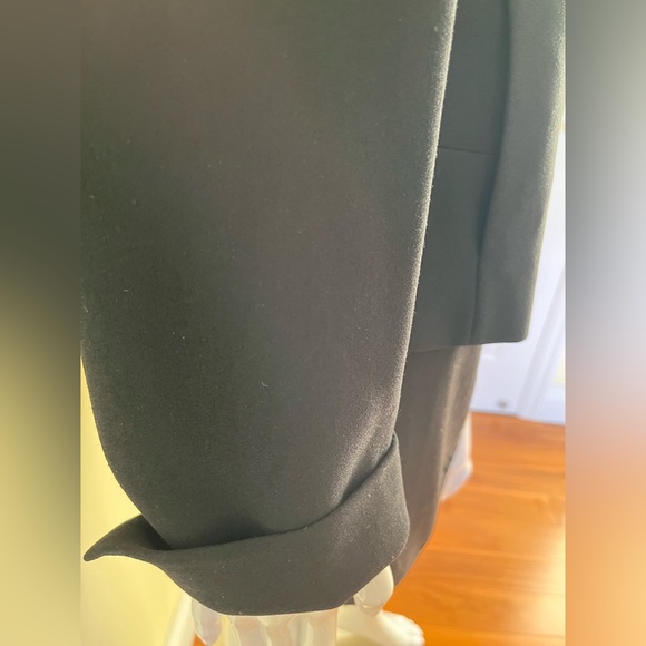 Jones New York long black tuxedo style blazer jacket shiny beaded V neck collar - Picture 9 of 15